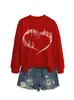 Amazon eBay Loja Independente Casual Confortável Fashionável Feminino Nota Musical Coração Gola Redonda Manga Longa Outono Inverno Moletom para Comércio Exterior