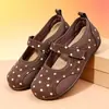 Zapatos de Malla de Lunares para Mamá con Cierres de Velcro, Suela Suave, Transpirables y Cómodos Mary Janes Casuales para Mujeres de Mediana Edad y Mayores