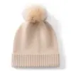 Gorro de Cachemira para Mujer 100% Cachemira Pura Nueva Moda Bola de Pelo Tejido Cálido Protección para los Oídos Gorro Tejido Baotou