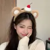 Diadema de leopardo rojo de copa alta, un lindo accesorio para el cabello de lana de otoño/invierno, nueva diadema floral estilo coreano 2026