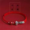 Cinabrio Loto Tejido Cuerda de Mano Plata s925 Ruyi Cuerda de Mano Pulsera Tobillera Cuerda Roja Benmingnian Regalo