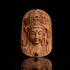 Talla de madera de sándalo Laoshan indio Guanyin Bodhisattva marca Buda incrustada talla de diente de mamut colgante Guanyin del Mar del Sur accesorios