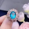 Anel de Topázio Paraíba Natural Pedra Principal 8*10mm Corpo Totalmente Limpo Qualidade Cor Fogo Super Incrível Prata 925 Acabamento de Precisão