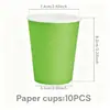 Boda Estilo Europeo Transfronteriza Desechables Platos de 9 Pulgadas, Vasos de Papel, Mantel, Color Sólido Verde, Verde Oscuro Decoraciones de Mesa de Postre para Fiesta