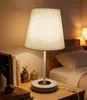 Lámpara de noche decorativa de madera maciza natural, lámpara de mesita de noche de roble nórdico para dormitorio, lámpara de mesa de tela vintage de alta gama