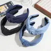 Diadema de Mezclilla Ancha con Nudo de Venta Caliente Transfronteriza, Diadema Retro Simple de Punta Alta para Salir, Venta al por Mayor de Accesorios para el Cabello