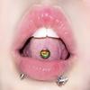 Anillo para lengua que cambia de color, diente exterior, color mágico multicolor, película flash brillante, barra recta, gota de aceite, Acero de Titanio 316L, anillo para lengua, chica popular de Amazon, masculino