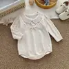 Macacão de Tricô 100% Algodão para Bebê, Modelo Novo 2026, para Primavera e Outono, Roupa Colorida com Bolinhas Elegante e Torcida de Manga Longa para Engatinhar