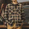 Camisa xadrez outonal retrô americana para homens, de manga comprida, nova marca trendy casual britânica primavera e outono jaqueta camisa para homens 2026