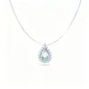 Collar de Plata de Ley S925 Azul Lágrima para Mujer, Diseño de Gota de Agua de Lujo Ligero, Collar de Clavícula de Gama Alta, Regalo de Cumpleaños para Novia