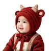 Gorro de Bebé Otoño Invierno Lindo Cordero Pequeño Cuerno Gorro de Lana Tejido Hecho a Mano Unisex para Bebé Invierno Cálido Gorro Protector de Orejas