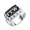 Anillo FTW para hombre anillo punk anillo dominante personalidad masculina anillo retro europeo y americano