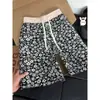 Shorts Florales Retro Americanos para Hombre, Estilo Vacaciones de Verano en la Playa, Shorts Florales Azules de Longitud Media, Pantalones Finos Transpirables de Cinco Puntos para Uso al Aire Libre