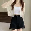 Cárdigan de Chifón con Protección Solar Tul para Mujer Verano Chal Exterior de Tirantes Blusa Delgada Estilo Hada Corto de Manga Larga Abrigo Pequeño