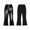 Exportación Transfronteriza Nueva Marca de Moda Europea y Americana Hellstar Hellstar Pantalones Casuales Lavados en Negro con Estampado y Desgastados para Hombre