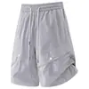 Bermuda Cargo Casual Masculina para o Verão 2026 com Bolsos Grandes, Bermuda Simples e Versátil de Corte Reto Solto
