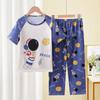 Pijamas infantiles del Sudeste Asiático para niñas, delgados, talla grande, manga corta, pantalones, dibujos animados para niñas, verano, ropa para el hogar al por mayor