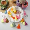 Pensamiento de siete colores nuevo estilo chino multi-cabeza doble capa borla colgante decoración caja de regalo embalaje de regalo materiales para floristería DIY
