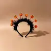 Tocado de Halloween Sombrero Mágico de Bruja Diadema Decoración de Maquillaje Diadema de Encaje Horquilla de Calabaza Accesorio para el Cabello de Fantasma
