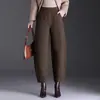 Invierno 2026 Nueva Moda Cálidos Pantalones de Pierna Ancha Curvos para Mujer Cintura Alta Adelgazantes Sueltos Gruesos de Nueve Puntos Casuales de Moda