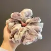 Goma para el pelo de gasa con estampado de rosas para mujer, Sencilla goma para el pelo para adultos, Cuerda para el pelo de intestino de cerdo, Accesorio para el pelo