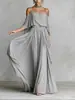 Vestido Nuevo Otoño 2026 Moda Transfronteriza Estilo Europeo y Americano Vestido de Noche Elegante Color Sólido Vestido Hombros Descubiertos