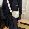 Bolsa de Mensageiro Feminina Casual Tecida com Letras e Corações Moda Tendência 2025 Nova PU para o Dia a Dia Bonita
