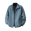 Roupas Masculinas Casa do Bordo / Jaqueta de Couro Forrada Xadrez Primavera e Outono, Simples Jaqueta Melard Desgastada Top