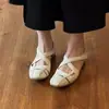Primeiro Encontro Sandálias Romanas de Tira Cruzada Sazonal Francesa para Mulheres, Sandálias de Verão Respiráveis com Velcro Quadradas Emagrecedoras