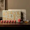 Moji luz Frijol Rojo kung fu juego de té traje caja de regalo juego de té para el hogar dorando grulla tapa Tazón set