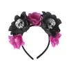 Hebilla de Flor Artificial Nueva Europea y Americana para Fiesta de Halloween Diadema Calavera de Espuma Tocado de Terror