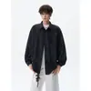 Camisa de manga larga tie-dye de peso pesado estilo americano para hombre, camisa retro de moda otoñal para capas con cuello alto, chaqueta de trabajo talla grande