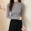 Nuevo suéter elegante de cuello alto medio para otoño/invierno 2026 para mujer, capa base de punto ajustada, top interior de manga larga