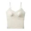 Top Camisola de Encaje con Lunares y Cuello en V de Puro Deseo Francés para Mujer con Copas Integradas, Adelgazante, Capa Base Interior o Exterior