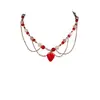 Joyería Transfronteriza Europea y Americana, Collar de Fresa y Mariposa para Chica Dulce y Picante, Collar de Borla de Perla de Imitación de Gama Alta de Nicho para Mujer
