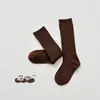 Meias Infantis Novas de Primavera, Meias Cano Alto Lisas, Meias de Algodão, Meias de Cano Longo para Meninas, Algodão Penteado Grau A Atacado