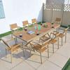 Mesa y Sillas de Plástico Madera para Exteriores Combinación Set de Sillas para Exterior Jardín Ocio Aire Libre Cafetería Comedor Patio Mesa y Sillas