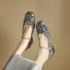 Nuevos Zapatos de Mujer para Primavera y Verano Puntera Cuadrada Suela de Goma Suave Casual Color Sólido Tacón Medio Zapatos Bajos Zapatos de Cuero Grueso para Mujer