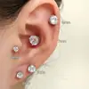 Brincos de Prata Esterlina S925 com Quatro Garras Super Brilhantes, Estilo Ins Empilháveis Versáteis Moda Elegante Simples Brilhante Diamante Joia Básica para Orelha
