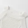 Camisola de Punto Elegante Blanca de Verano 2026 Nuevo Estilo Inspirada en Chanel Lujo Ligero Cuello Redondo Sin Mangas Cortas Ajustada para Mujer