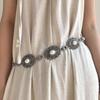 Cinturón de metal estilo bohemio con cadena para la cintura, resistente, tallado en turquesa blanca, sencillo y combinable, para mujer, vestido largo de verano.