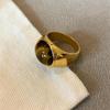 Anillo retro de circonita con ojo de tigre dorado para mujer, diseño de nicho, anillo de lujo ligero de alta gama europeo y americano, combinable con todo.