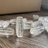Estoque Antigo de Décadas Atrás, Cristal Branco Natural Esculpido à Mão oco Acessório de Sino Vajra, Pedra Dzi de Cristal Único