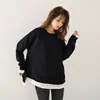 Spot 6 Colores Estilo Japonés Nuevo Primavera y Otoño 2021 Japonés y Coreano Color Puro Falso Dos Piezas Sudadera de Manga Larga Cuello Redondo Holgada Talla Grande