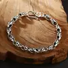 Pulsera de Plata de Ley 925 al por Mayor Pulsera de Trébol Hueco Eslabón Ovalado Cierre de Garfio en S Joyería Retro de Personalidad de Plata Tailandesa