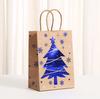 Cross Border Blue Christmas Tote Cartoon Impresso Kraft Papel Sacola Festa Presente Doces Presente Sacola Atacado
