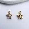 Colgante de Estrella Pequeña con Baño de Oro que Conserva el Color, Encaje de Estrella de Cinco Puntas, Doble Colgante, Colgante para Pulsera, Collar, Joyería