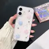 Pulseira de Estrela Azul Rosa Capa de Celular Adequada para Apple 16Promax Anti-Queda 15 Furos Grandes 14/13 Estilo Menina 12/11
