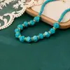 Pulseira de Contas de Arroz Turquesa Azul Estilo Boêmio Transfronteiriço Europeu e Americano Conjunto de Pulseira e Colar Elegante Atacado
