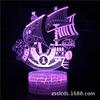 Suministro Transfronterizo Serie One Piece Luz Nocturna 3D, Lámpara LED Creativa con Control Remoto Táctil de Colores, Luz Visual de Amazon